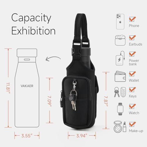 VAKAER Magnetic Gym Bag, Water Bottle Carrier Holder with Phone Pocket & Adjustable Strap,10 Ultra-Strong Magnets Stick to Fitness equipment, Workout Accessories Pouch for Women & Men - Image 2