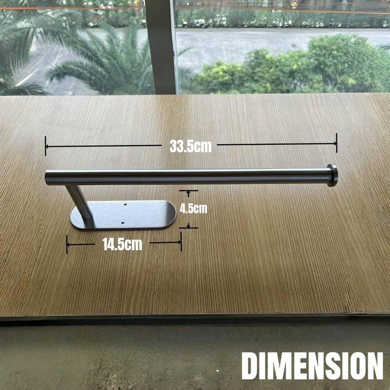 JDLYEVER Kitchen Paper Towel Holder, Wall Mounted & Under Cabinet Self-Adhesive Stainless Steel Paper Towel Dispenser, Rustproof Silver Roll Paper Rack for Bathroom & Kitchen, 33.5x14.5x6cm - Image 3