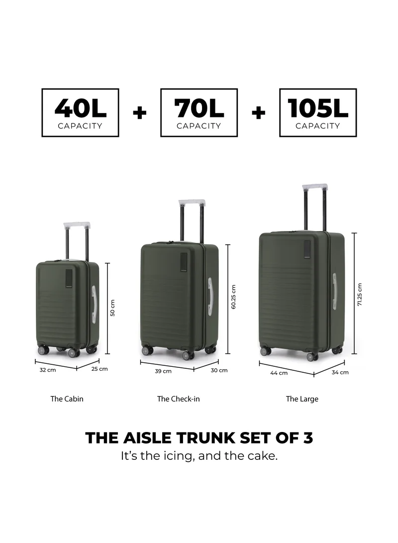 Mokobara The Aisle Trunk Set Of 3 - Durable Polycarbonate Material | Olive Green, Homegrown