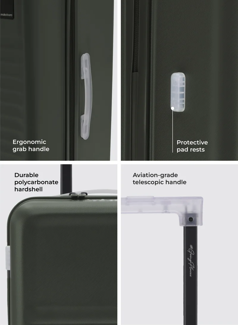 Mokobara The Aisle Trunk Set Of 3 - Durable Polycarbonate Material | Olive Green, Homegrown