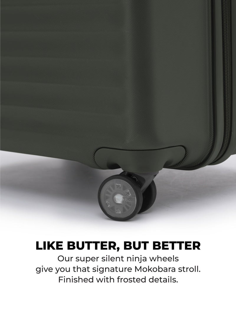 Mokobara Aisle Trunk Luggage Set of 3 | Cabin 40L + Check-in 70L + Large 105L | Makrolon Hardshell | TSA Lock, YKK Zippers & Ninja Wheels | Olive (Homegrown) - Image 3