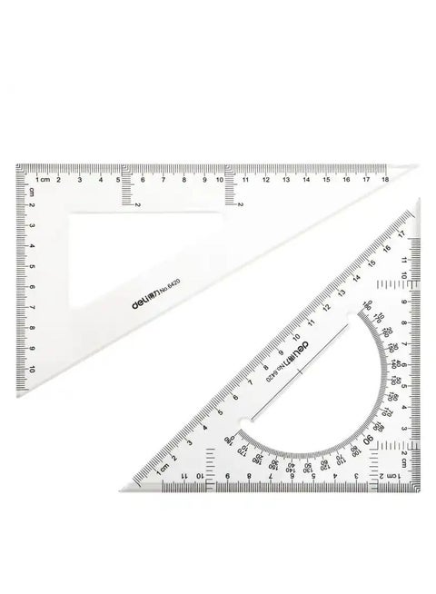 Triangle Set ,18cm in size, in a practical set of two -Deli-6420 Set Square