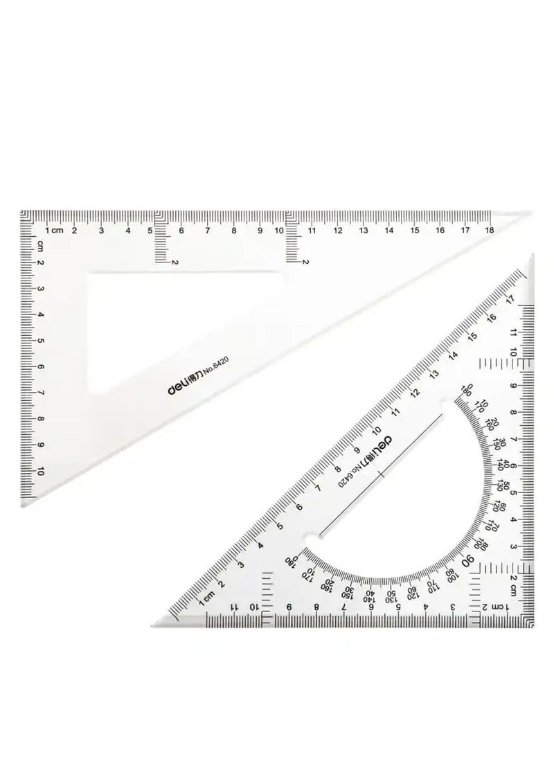 Deli Triangle Set ,18cm in size, in a practical set of two -Deli-6420 Set Square  - Image 1