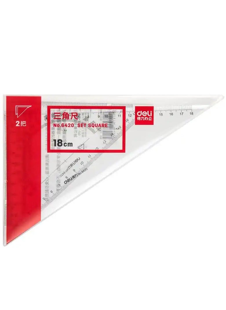 Deli Triangle Set ,18cm in size, in a practical set of two -Deli-6420 Set Square  - Image 3
