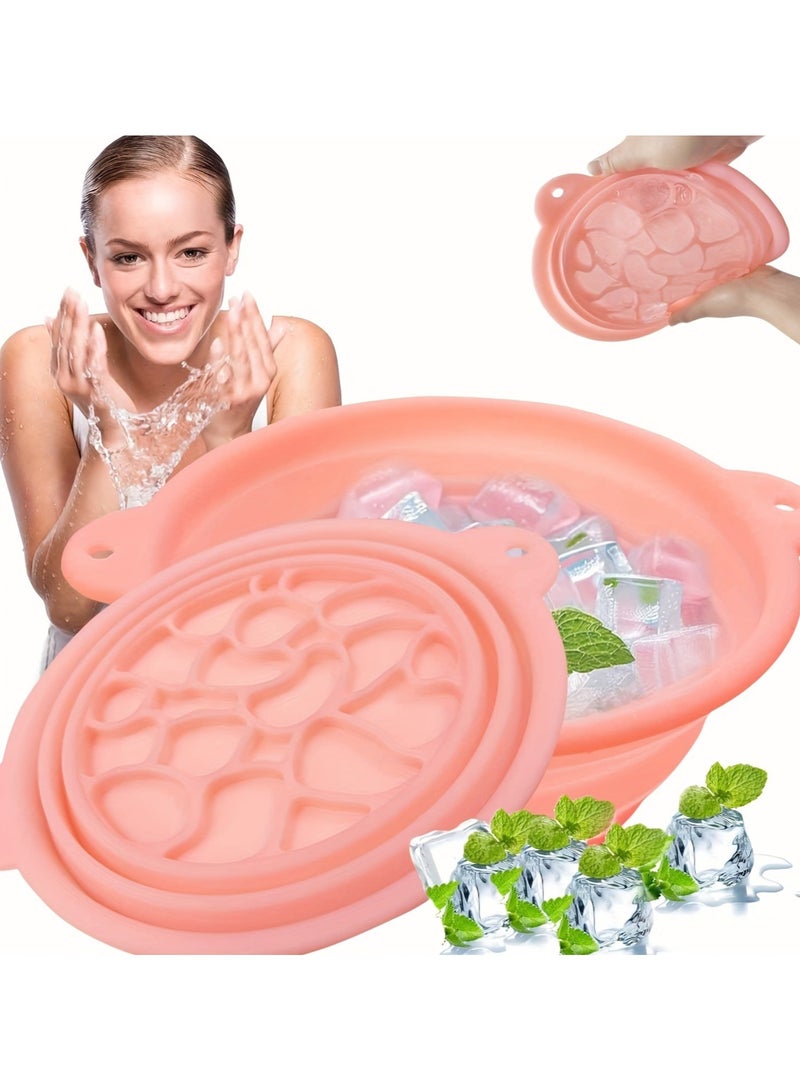 Face Bowl for Ice with Built-in Ice Tray – Collapsible Silicone Facial Ice Bath Bowl for Cold Plunge Therapy, Skin Tightening & Acne Relief – Portable Spa Tool for Home & Travel(Pink) - Image 1