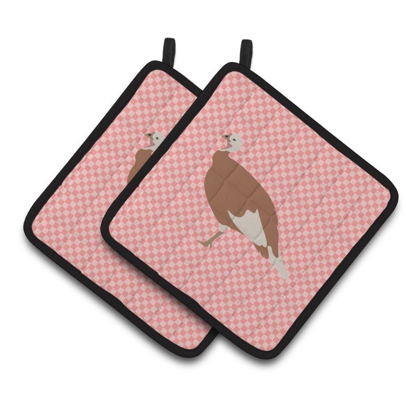 Caroline's Treasures ""Caroline's Treasures Jersey Buff Turkey Hen Pink Check Decorated Pot Holder  7.5"""" x 7.5""""""
