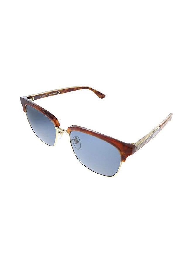 GUCCI Women's Clubmaster Style Sunglasses Havana With Blue Lenses 56mm - Image 4