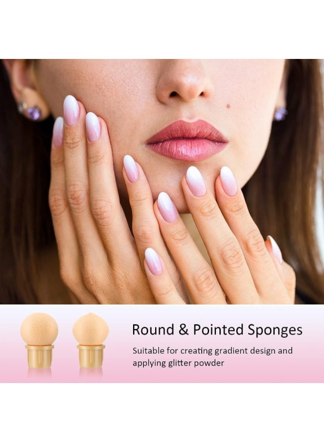 FengSVMA 4 Pieces Sponge Nail Brush Picking Dotting Gradient Pen Brush Double Head Sponge Nail Brush Rhinestone Handle Acrylic Nail Painting Brush with 16 Pieces Replacement Head for Nail Design Manicure - Image 5