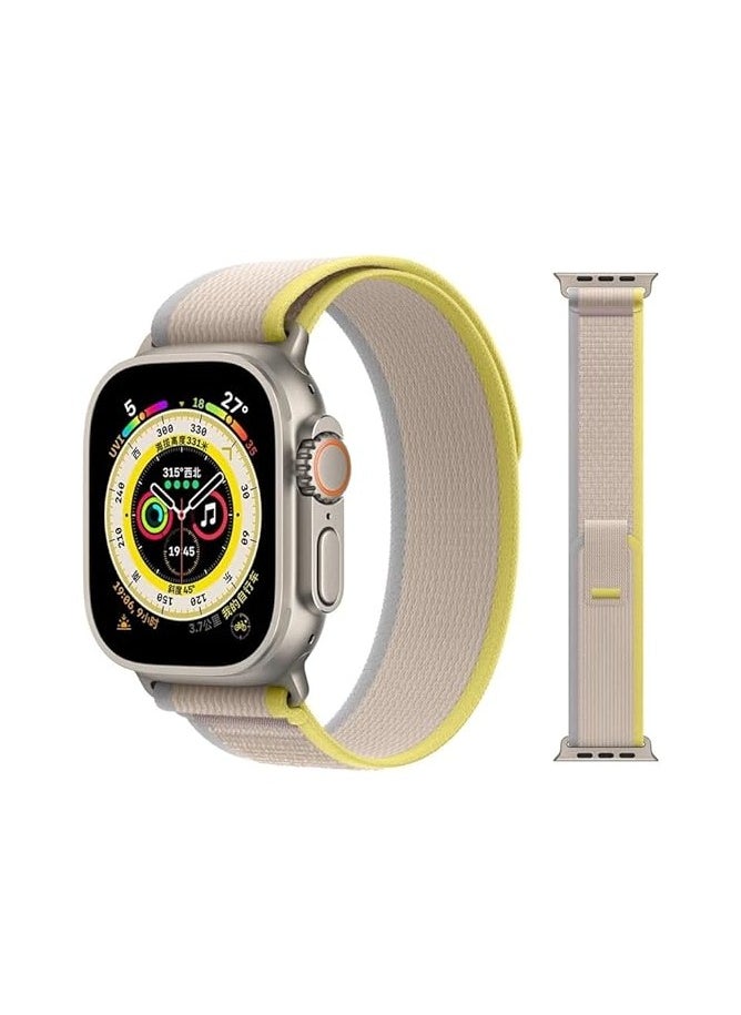 ten.tech - Tin Tech with Apple Watch Series Ultra/Ultra 2 Band 49mm 45mm 44mm 42mm, Nylon Sports Trail loop Band for Apple Watch /SE 1/2/3/4/5/6/7/ – Yellow & beige - Image 1