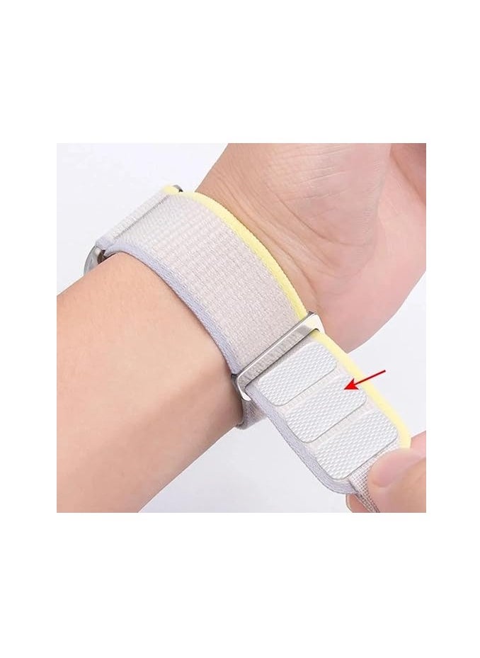 ten.tech - Tin Tech with Apple Watch Series Ultra/Ultra 2 Band 49mm 45mm 44mm 42mm, Nylon Sports Trail loop Band for Apple Watch /SE 1/2/3/4/5/6/7/ – Yellow & beige - Image 1