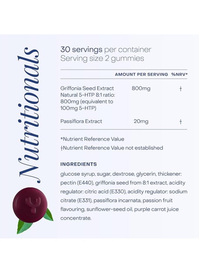 Yumi Nutrition - Yumi Nutrition 5Htp Bedtime Gummies X 60, 100Mg, Griffonia Extract, Maintain Wellbeing, Vegan, Gluten-Free, Chewable Sleep Supplement, Passion Fruit Flavour - Image 1
