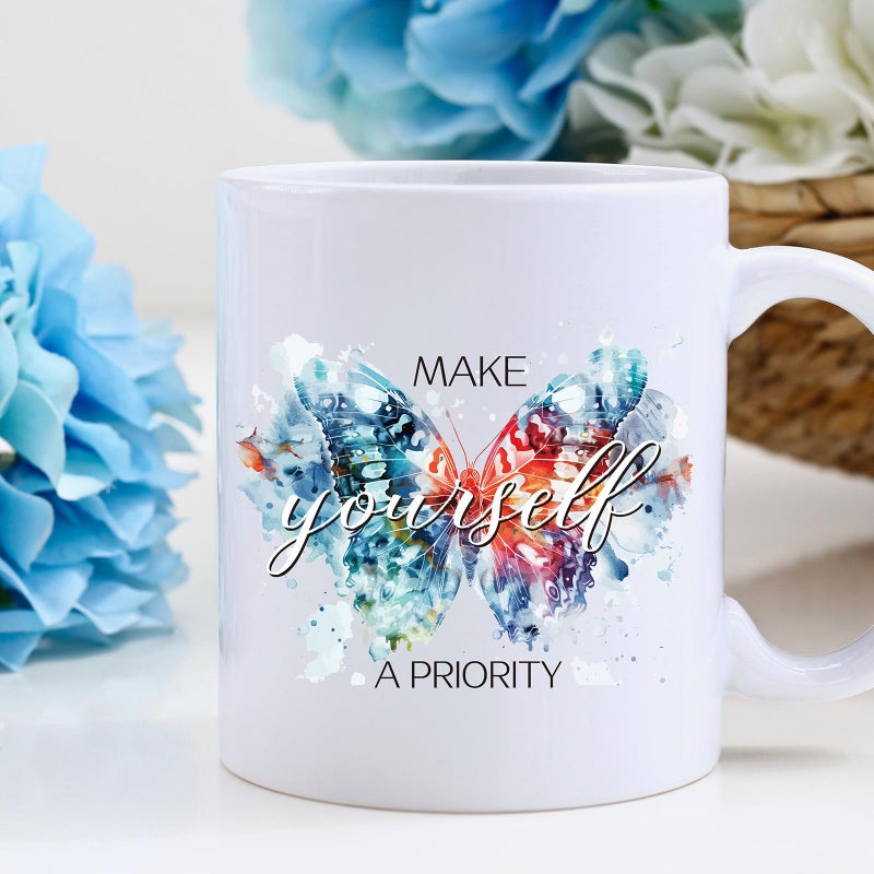 AFRITEE UV DTF Cup Wraps - 20 Sheets Butterfly Uvdtf Tumbler Wraps for16 oz Glass Water Bottle, Make Today Watercolor Flowers Transfer Stickers DIY Mug Craft Decals Decorations Gift for Women - Image 2