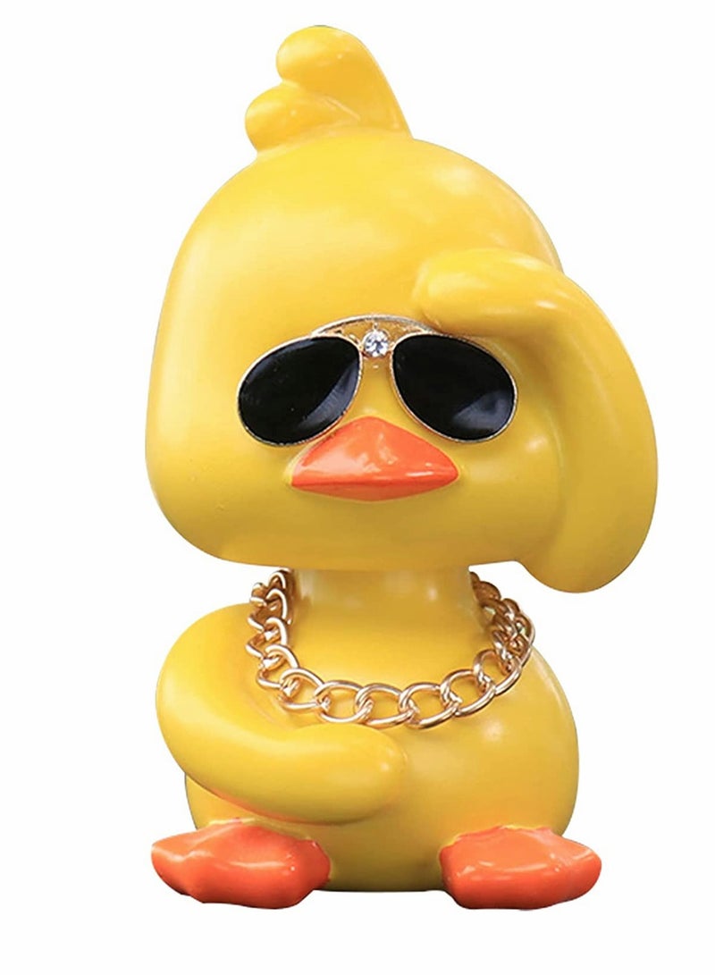 KASTWAVE Dashboard Decorations Duck, Cute Yellow Duck Toy Car Ornaments Cool Duck Car Dashboard Decorations Shaking Head Doll Wave Left yellow  - Image 1