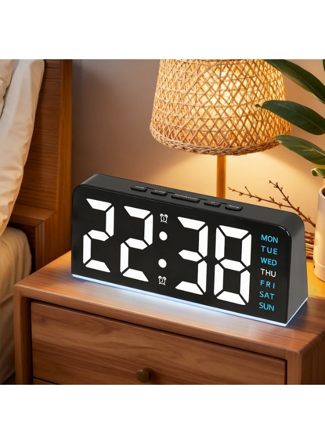 ناكسي فلاي ساعة رقمية، ساعة منبه LED 6.8 بوصة لغرفة النوم، ساعة مكتب بجانب السرير، رقمية مع درجة الحرارة/التوقيت الصيفي/تعتيم تلقائي/الرطوبة/زر الغفوة - 12/24 ساعة، للمحتاجين إلى نوم عميق، الأطفال، كبار السن، المنزل، المكتب (أزرق) - Image 1