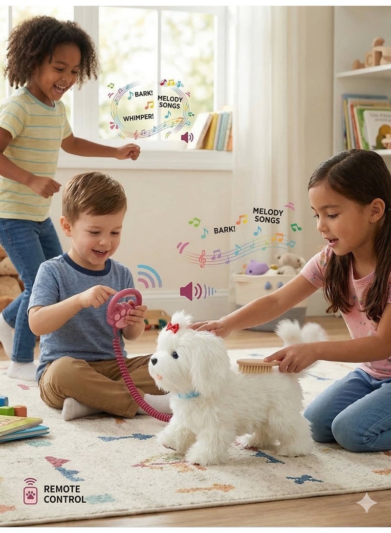 REZZOSS Interactive Walking & Singing Puppy Toy for Kids – Electronic Remote Control Leash Plush Pet Dog with Music, Sounds & Tail Wagging | Robotic Dog | Best Pretend Play Birthday & Eid Gift for Boys & Girls - Image 4