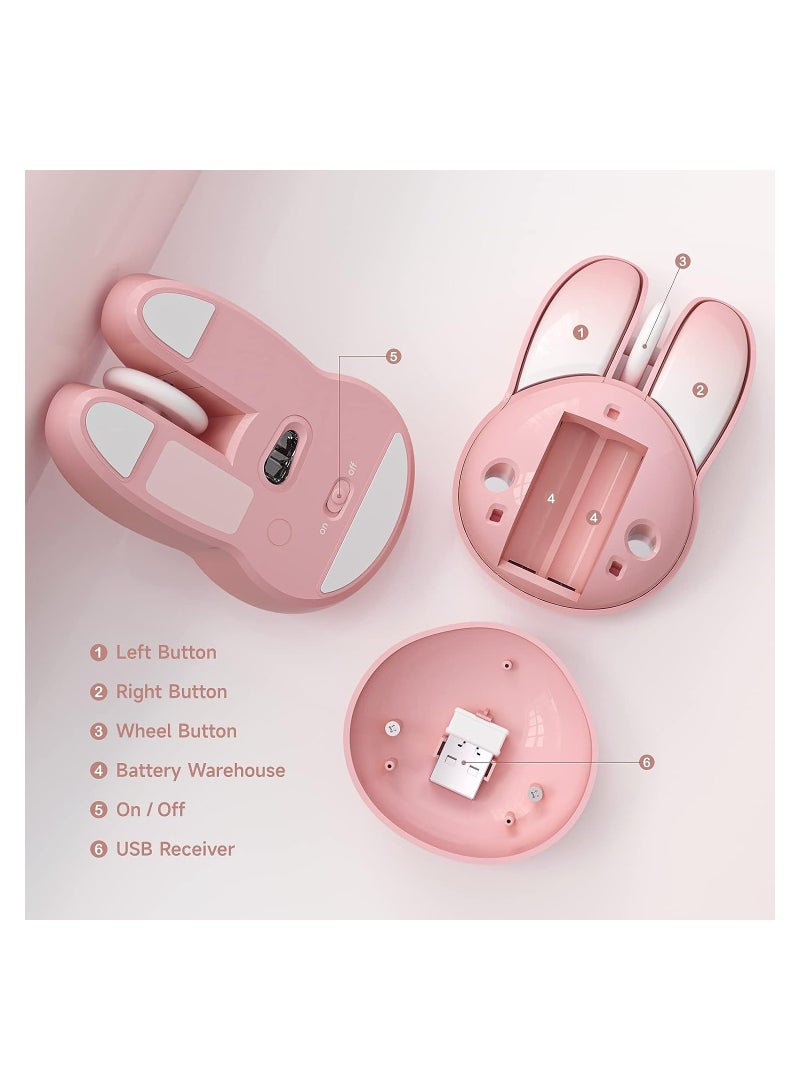 Bunny Wireless Mouse Pink, 2.4G Silent Rabbit Mice with USB Receiver - for Windows Laptop PC Mac Desktop Gaming - Image 3