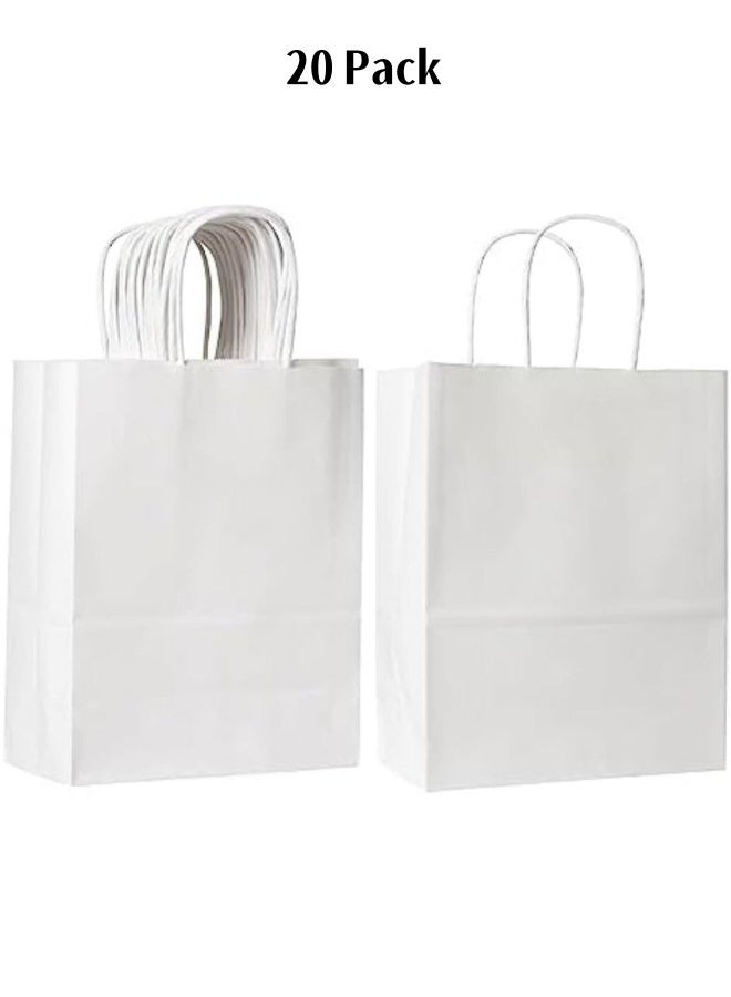 20 Pieces White Paper Gift Bag Wedding Celebrations Bags For Party Favour - Image 1