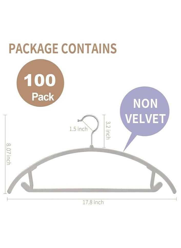 TYCOM Non Slip Hangers Suit Hangers 100 Pack Ultra Thin Space Saving 360 Degree Swivel Hook Clothes Hangers for Coats Jackets Pants Dress Clothe Plastic Curved 100pcs Grey. - Image 2