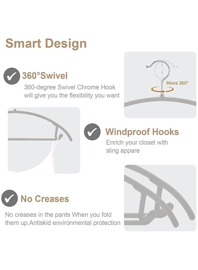 TYCOM Non Slip Hangers Suit Hangers 100 Pack Ultra Thin Space Saving 360 Degree Swivel Hook Clothes Hangers for Coats Jackets Pants Dress Clothe Plastic Curved 100pcs Grey. - Image 3