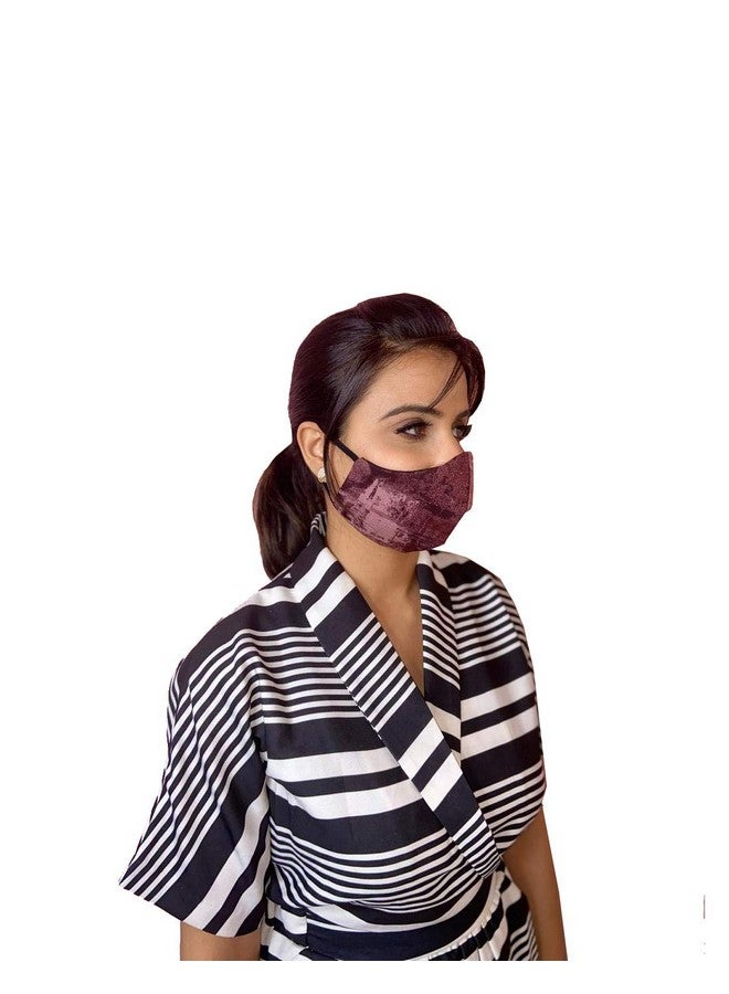 VIRA قناع وجه نسائي من القطن بلون بنفسجي صلب بتصميم هوك 2 طبقة قابل لإعادة الاستخدام والغسل - Image 2
