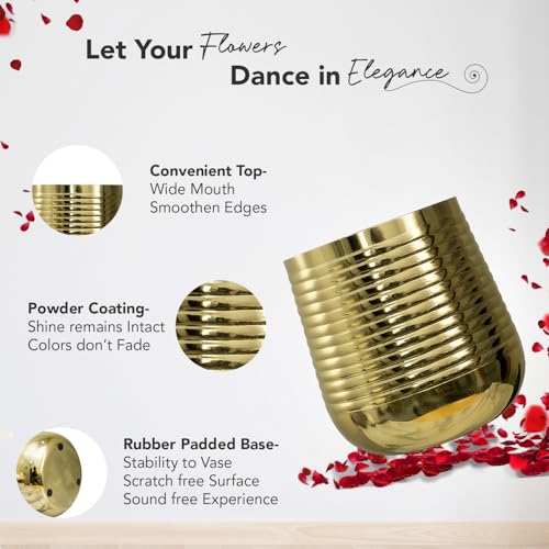 Ekhasa Nostrae Gold Metal Planter for Indoor Plants | Decorative Metal Pot for Home Decor | Elegant Golden Planter & Metal Flower Pot | Designer Brass-Look Planter for Living Room & Tabletop - Image 4