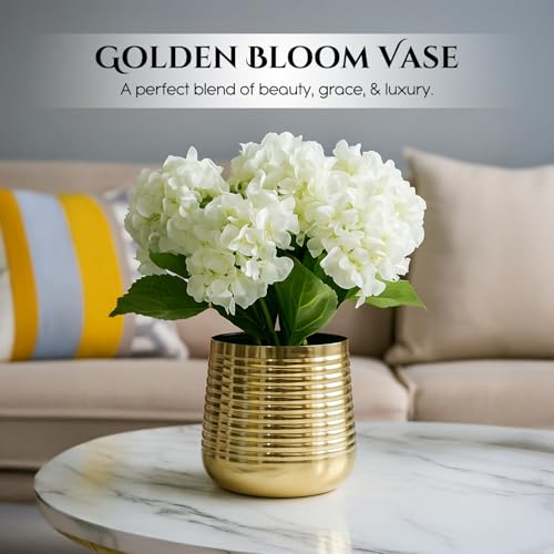 Ekhasa Nostrae Gold Metal Planter for Indoor Plants | Decorative Metal Pot for Home Decor | Elegant Golden Planter & Metal Flower Pot | Designer Brass-Look Planter for Living Room & Tabletop - Image 2