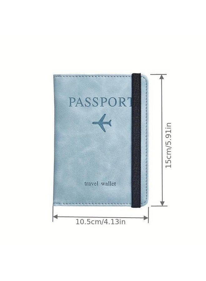 BOLDSTUFF Couple 2 Pcs Passport Holder Passport Cover with Credit Card Slot and BoardingPass Slot Bi-Fold Passport Wallet Case Book Travel Must Have, PU Leather-Unisex (SkyBlue+Gray) - Image 3