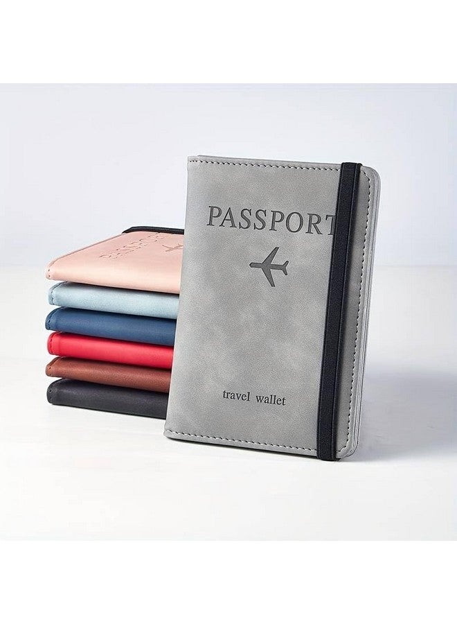 BOLDSTUFF Couple 2 Pcs Passport Holder Passport Cover with Credit Card Slot and BoardingPass Slot Bi-Fold Passport Wallet Case Book Travel Must Have, PU Leather-Unisex (SkyBlue+Gray) - Image 5
