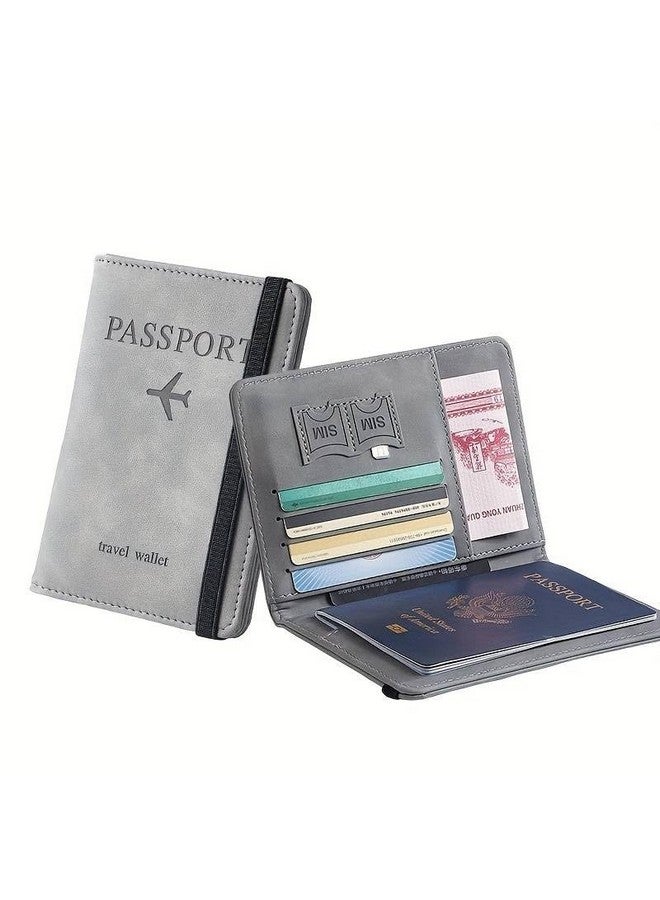 BOLDSTUFF Couple 2 Pcs Passport Holder Passport Cover with Credit Card Slot and BoardingPass Slot Bi-Fold Passport Wallet Case Book Travel Must Have, PU Leather-Unisex (SkyBlue+Gray) - Image 4