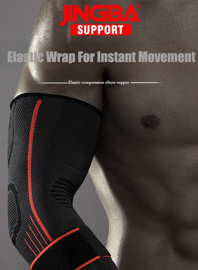جينجبا سابورت أكمام دعم الكوع الرياضية من JINGBA للبالغين - وسادات ضغط الكوع للتنس والجولف ورفع الأثقال وتسكين آلام المفاصل - Image 1