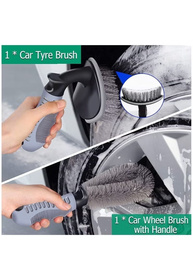 YUFAN 9Pcs Car Wash Cleaning Kit, Wheel Brush for Car Alloy Wheel Tyre Brush Cleaning, Automotive Detail Brushes Rim Cleaner ,Car Detailing Brush Kit for Car Interior & Exterior,Wheels Engine Cleaning - Image 4