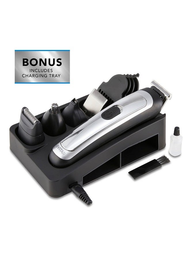Ivitar 14 Piece Hair & Beard Trimmer Cordless With Led Display Lithium Ion Battery And Bonus Charging Tray Includes Foil Shaver Nose Trimmer Ublade Micro Trimmer And Tblade