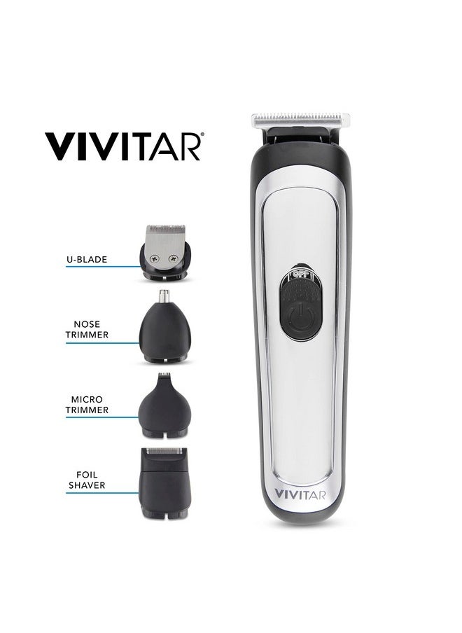 Ivitar 14 Piece Hair & Beard Trimmer Cordless With Led Display Lithium Ion Battery And Bonus Charging Tray Includes Foil Shaver Nose Trimmer Ublade Micro Trimmer And Tblade