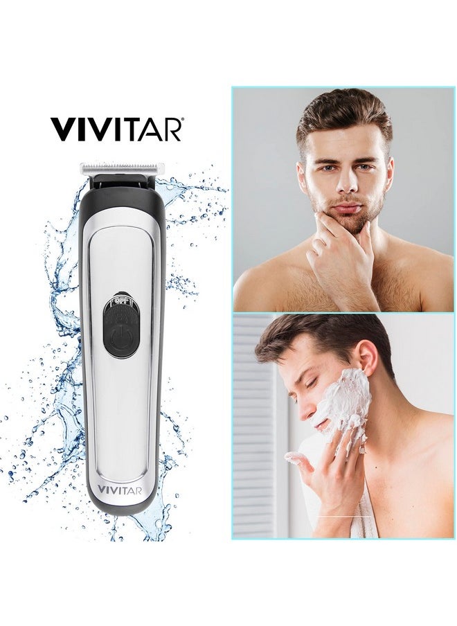 Ivitar 14 Piece Hair & Beard Trimmer Cordless With Led Display Lithium Ion Battery And Bonus Charging Tray Includes Foil Shaver Nose Trimmer Ublade Micro Trimmer And Tblade
