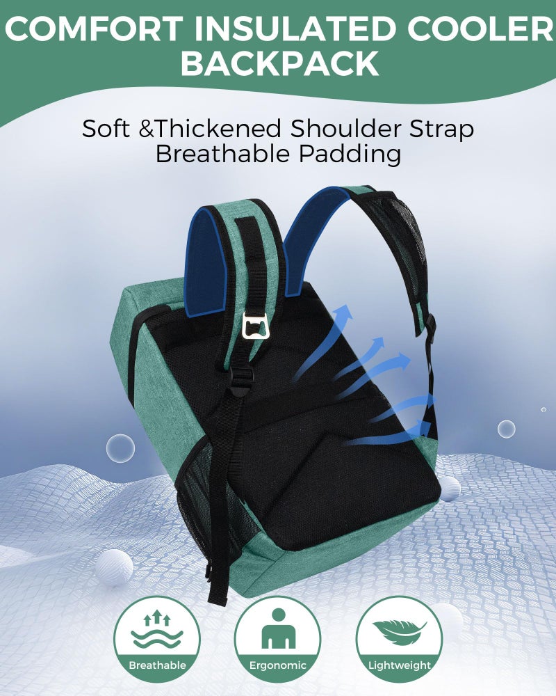 BAGLHER Cooler Backpack 30 Cans, Leakproof Waterproof Cooler Bag with 5 Reusable Ice Pack for Camping, Beach, Hiking, Green - Image 5