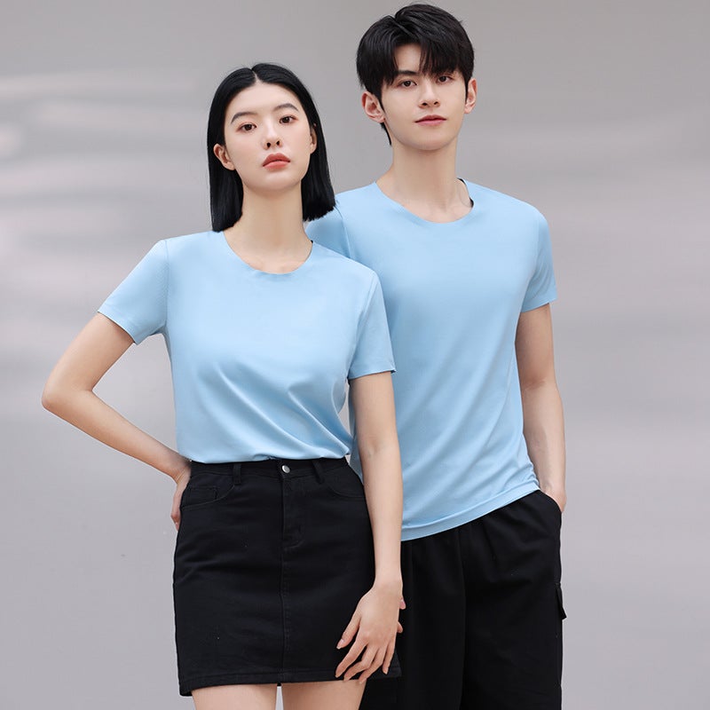 Round Neck Ice Silk T-Shirt Advertising Shirt Summer Cultural Shirt Short Sleeve Work Clothes Enterprise Group Clothing Printed Logo - Image 3
