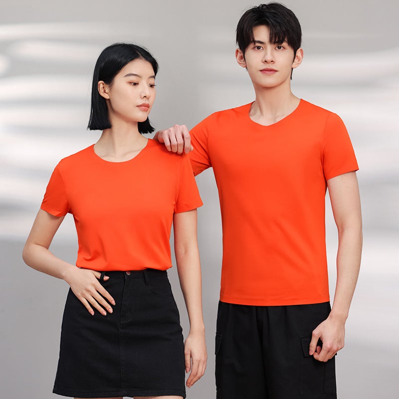 Round Neck Ice Silk T-Shirt Advertising Shirt Summer Cultural Shirt Short Sleeve Work Clothes Enterprise Group Clothing Printed Logo - Image 5