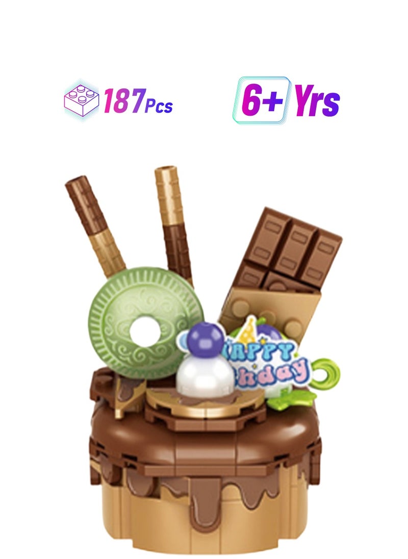 187pcs Chocolate Cake Model Set Building Blocks Creative Diy Simulation Collection Building Assembly Toys Children'S Gift  - Image 1