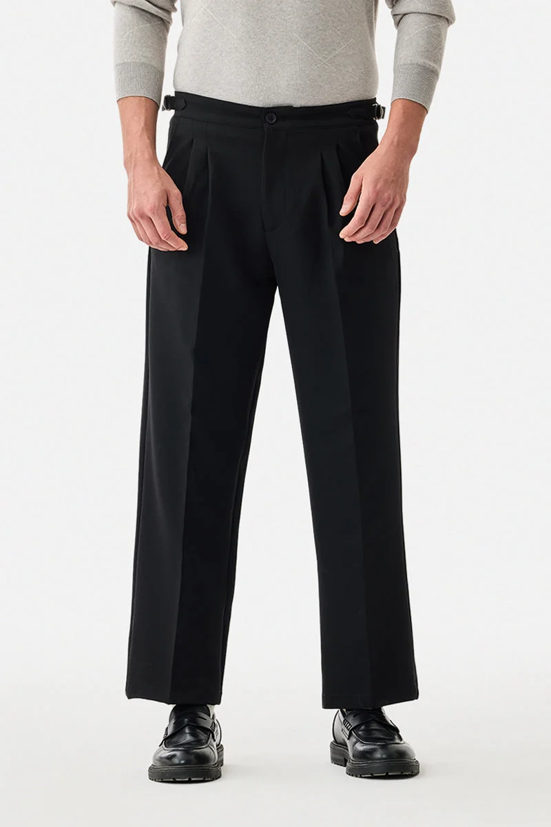Snitch Black Loose Fit Stretch Trousers for Men | Best Price UAE
