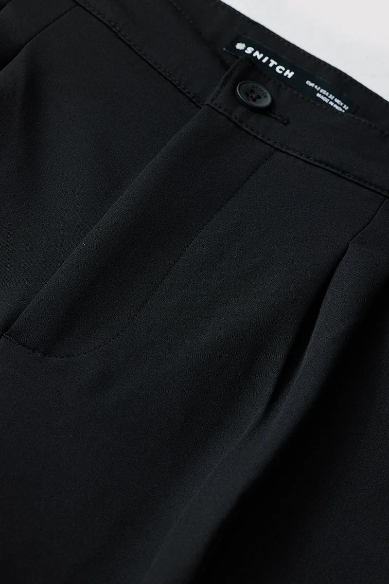 Snitch Black Loose Fit Stretch Trousers for Men | Best Price UAE