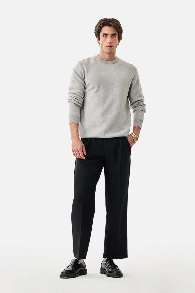 Snitch Black Loose Fit Stretch Trousers for Men | Best Price UAE