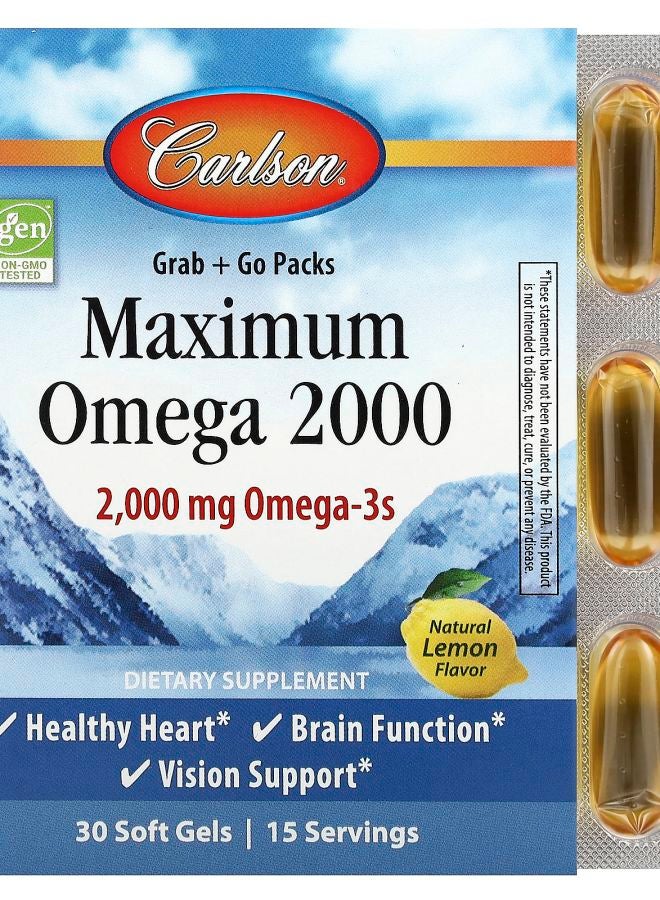 ماكسيموم أوميغا 2000 ليمون طبيعي 2000 ملغ 30 كبسولة لينة (1000 ملغ لكل كبسولة لينة)