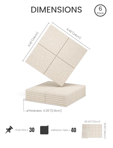 Fluxynara Felt Bulletin Board Tiles 28x18 Cork Board Alternative for Office Decor Push Pin Board Wall Organizer 6Pack Oatmeal - Image 3