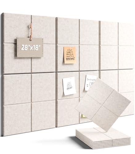 Fluxynara Felt Bulletin Board Tiles 28x18 Cork Board Alternative for Office Decor Push Pin Board Wall Organizer 6Pack Oatmeal - Image 1