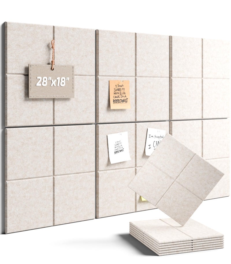 Fluxynara Felt Bulletin Board Tiles 28x18 Cork Board Alternative for Office Decor Push Pin Board Wall Organizer 6Pack Oatmeal - Image 2