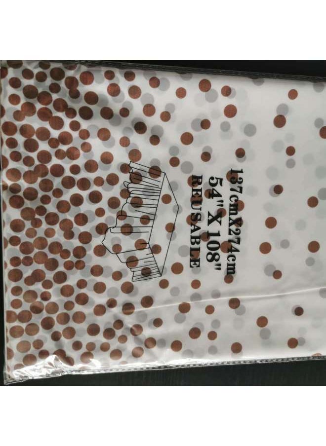 Generic Disposable Polka Dot Tablecloth 137×274cm Peva Plastic Table Cover Party Supplies Foil Dot Table Cloth-Color:Printed Curry Dot-Specifications:137*274CM  - Image 1