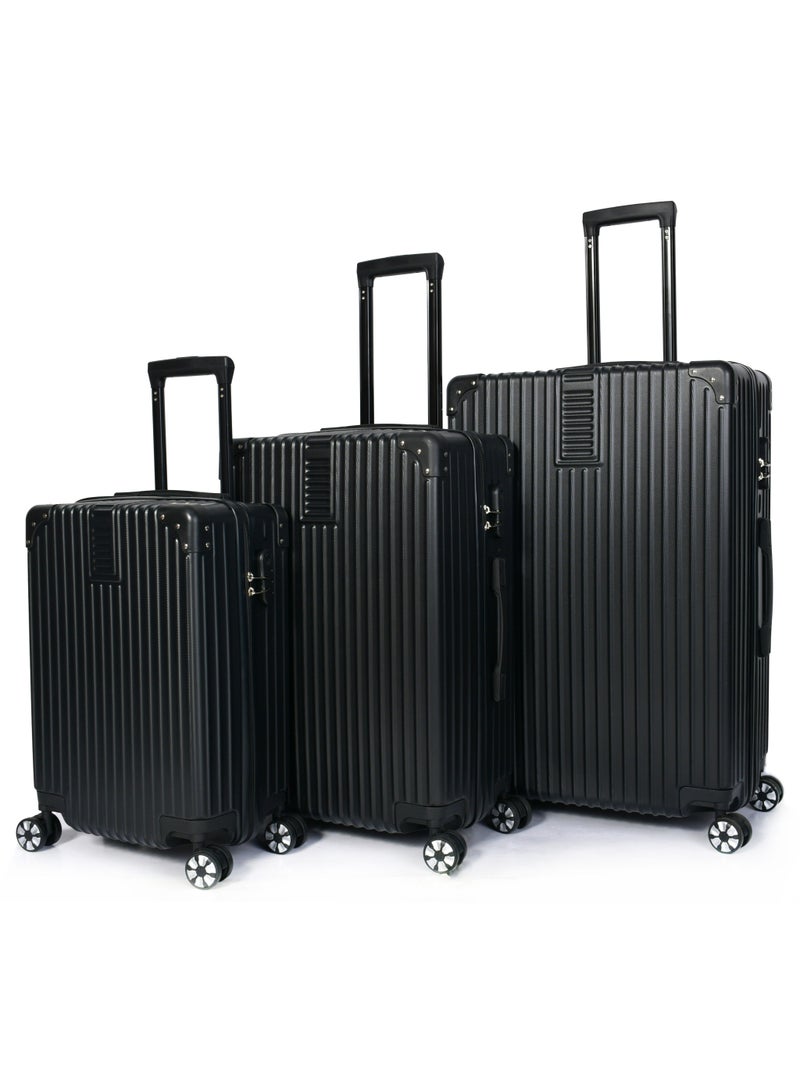 MORANO 3-Piece Unisex Morano Travel Luggage Trolley Set Black Size 28''-24''-20'' Inches. - Image 1