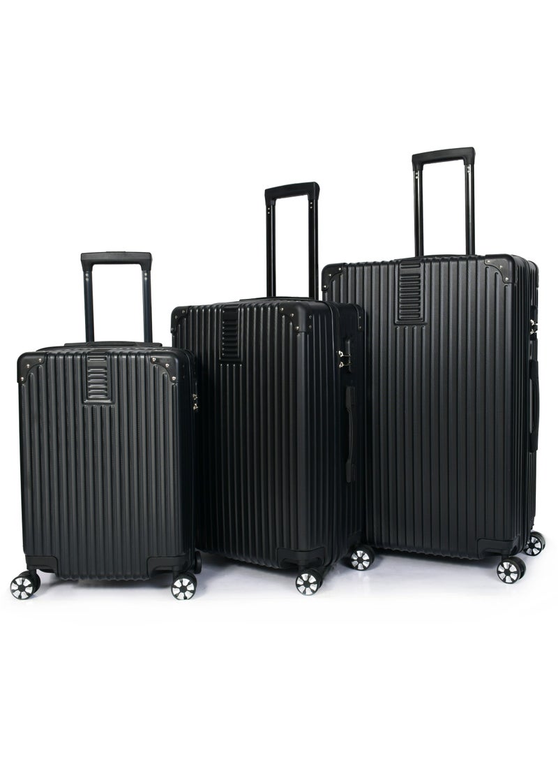 MORANO 3-Piece Unisex Morano Travel Luggage Trolley Set Black Size 28''-24''-20'' Inches. - Image 2