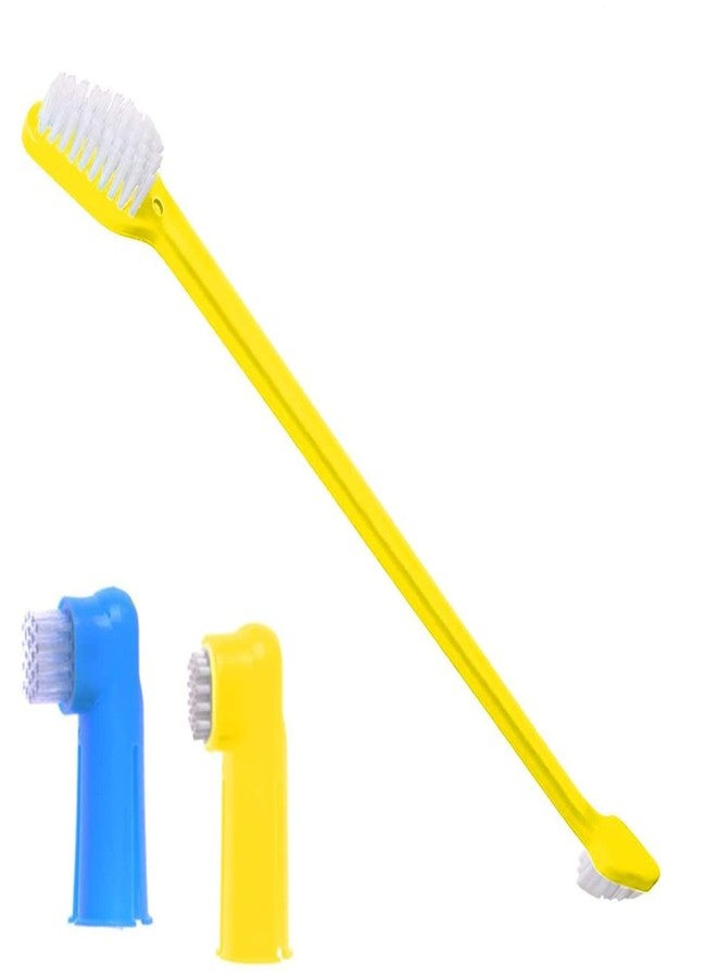 SunGrow Dog Toothbrush Set, Dual-Headed Brush, 2 Bonus Finger Brushes Included, Removes Plaque, freshens Dog's Breath, Use with Dog Toothpaste, 3 Pcs - Image 1