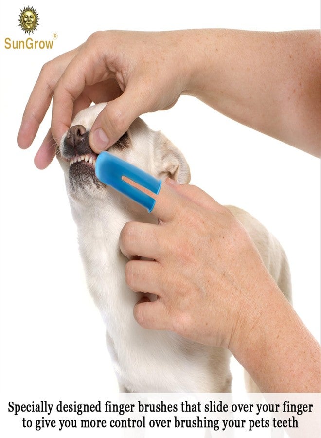 SunGrow Dog Toothbrush Set, Dual-Headed Brush, 2 Bonus Finger Brushes Included, Removes Plaque, freshens Dog's Breath, Use with Dog Toothpaste, 3 Pcs - Image 4